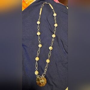 Chic Silver and Cream Beaded Necklace